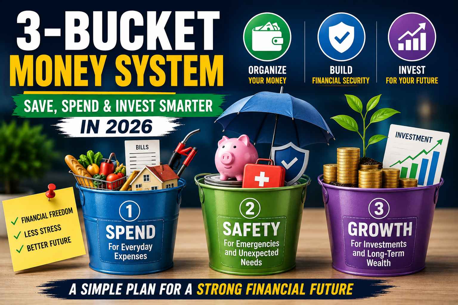 How to Build a 3-Bucket Money System: A Simple Strategy to Save, Spend & Invest Smarter in 2026